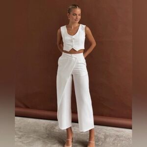 Commense White Wide Leg Jumpsuit
